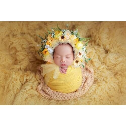 Newborn Photography Props Baby Girls Floral Hat Simulation Flower Bonnet Fotografia Accessorio Studio Shoot Photo Props