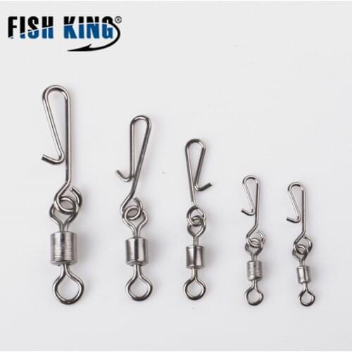 FISH KING Ball Bearing Fishing Swivel With Coast Look Snap Fishing Hook Lure Connector Terminal Fishing Tackle Size 2#4#6#8#10