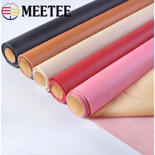Meetee 50x137cm 0.5mm Thick Self-adhesive PU Synthetic Leather Fax Fabric for Sofa Patch Repair Refurbished Handbag Soft Fabric