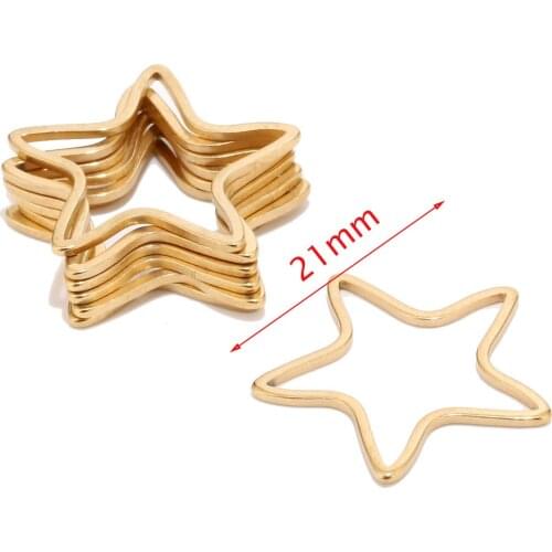 Stainless Steel Gold Drop Earrings Components For Jewelry Making 21mm Star Ear Finding Earrings Connectors