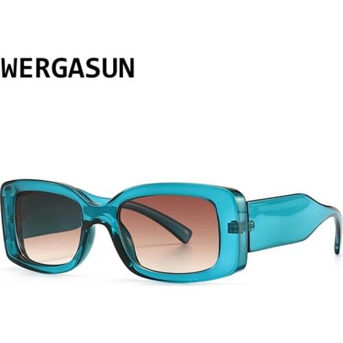 WERGASUN Retro Small Rectangle Sunglasses Women Ins Popular Fashion Eyewear Men Square Sun Glasses Shades UV400