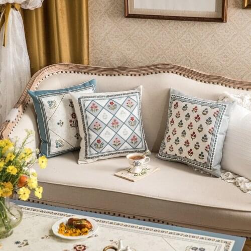 Light Luxury Decorative Cushion Cover Vintage Farmhouse Floral Throw Pillow Covers 45x45cm for Couch Sofa Bed Living Room