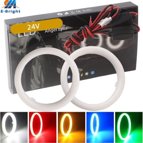 DC 24V 60mm 70mm 80mm 90mm 100mm 110mm 120mm Cotton AngelEyes Led COB Halo Rings Headlight Fog Light White Red Blue Green Amber