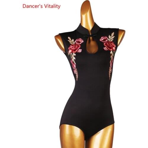 Latin dance Female Adult elegant Stand-up collar Body Suit Practice Clothes High-end Custom Modern Dancing Performance Onesies