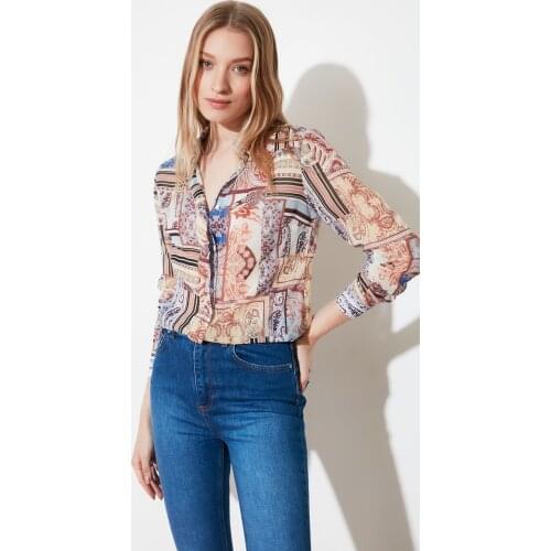 Женские синие рубашки Trendyol China At AliExpress