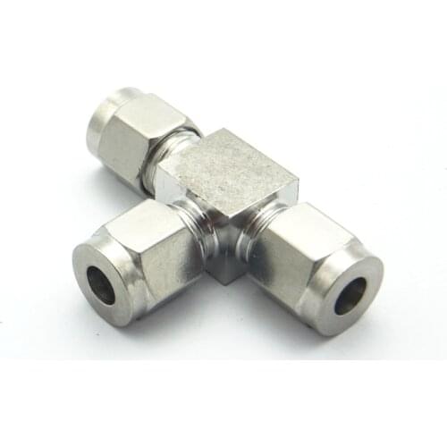 304 Stainless Steel 3mm 4mm 6mm 8mm 10mm 12mm 14mm 16mm 18mm 1/8" 1/4" 3/8" Double Ferrule Tube Pipe Fitting Tee Union Connector