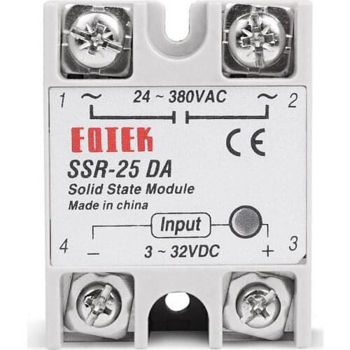 Solid State Relay DC-AC 10A 25A 40A 60A 80A 100A 12V 3-32V DC TO 220V 24-380V AC Load Single Phase SSR for Temperature Control