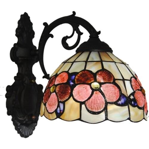 Mediterranean Tiffany Style Vintage Floral Wall Lamp Lights With 1 Light For Balcony Living Room Home Lighting Wall Sconce WL327