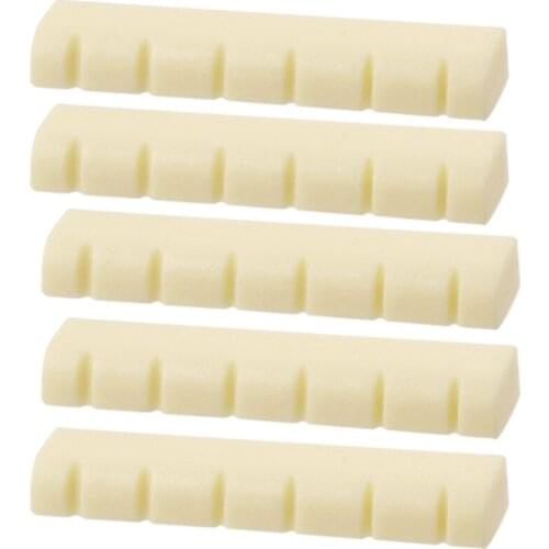 XSXS--Guitar Ivory Plastic Replacement Slotted Nuts 5PCS