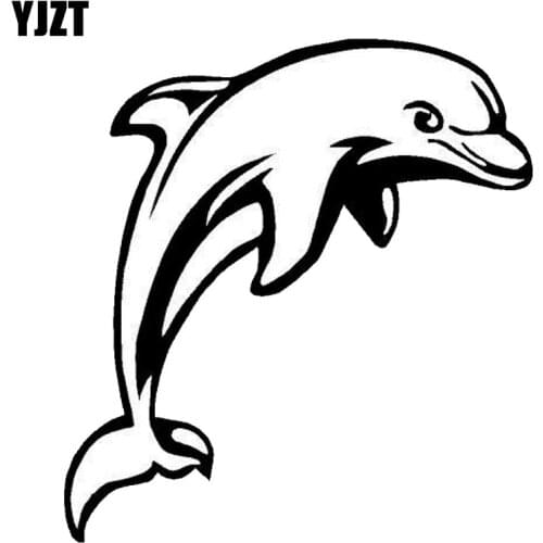 YJZT 13.3*14.3CM Dolphin Cute Cartoon Animal Vinyl Decal Car Styling Funny Personality Stickers Black/Sliver C6-1224
