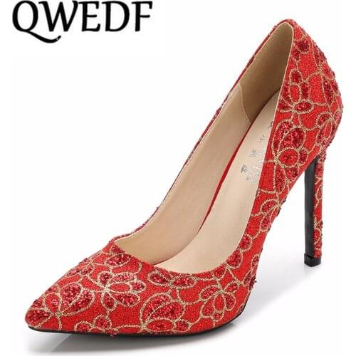 2019 Spring Autumn Fashion Luxury Wedding OL Party Shoes Women Pumps Sexy Comfortable High Heels Shoes 11cm Big size 43 X3-13