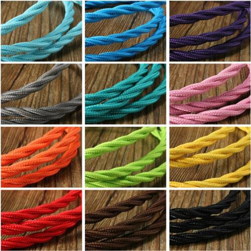 1/2/5/10 Meter Vintage 2-Core Twist Braided Fabric Cable Flex Lighting Lamp Wire Bar Bedroom Parlor DIY Light Line Multi Colors