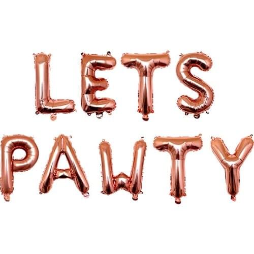 1set 16'' Foil Balloons Cute Letter LETS PAWTY Party Balloon Decor Balloon for Pet Dogs Cats Birthday Party Decoration supplies