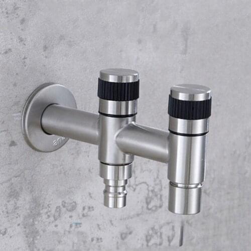 304 stainless steel T-type double use quick opening washing machine faucet with one in two out multi function quick opening net