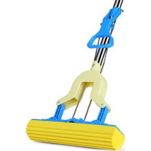 341223/Fold Squeeze Water Sponge Mop, Stainless Steel Rod Rubber Can Stretch Cotton Absorbent Mop, Mops Floor Cleaning