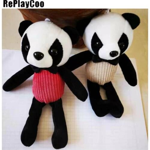 50pcs/lot Mini pandas Stuffed Plush Toys 17cm Small panda Stuffed Toys pelucia Pendant Kids Birthday Gift Party Decor dollsDXM