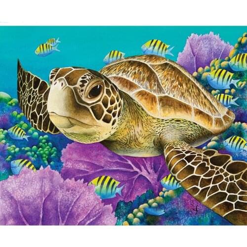 5D drill DIY Diamond Embroidery Young Green Sea Turtle Diamond Painting Cross Stitch Mosaic Full Rhinestones Home decor