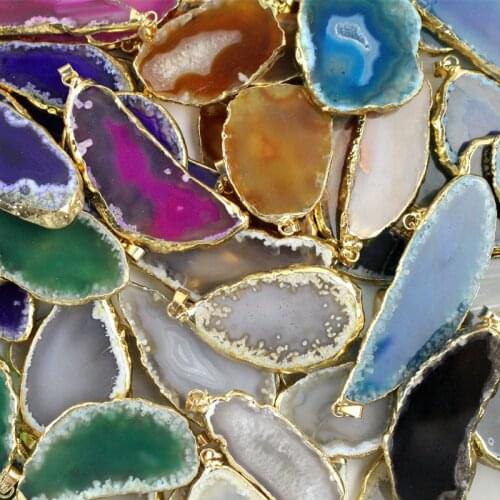Agate Marble Texture Charms Pendants For Necklaces Jewelry Making Classic Colorful Stone Pendant DIY Jewelry Findings Gifts