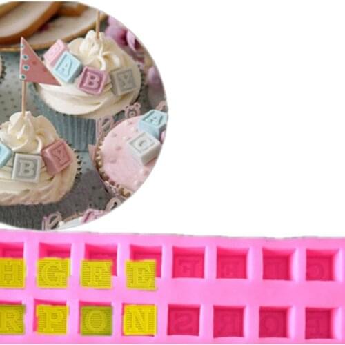 Alphabet Blocks Silicone Mold Fondant Decorating Soap Polymer Clay Cake Mold 3D Baby Alphabet Turn Sugar Silicone Mold Moulds