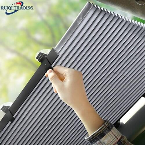 Car Windshield Sunshade Curtain Retractable Folding Car Sunshade Cover Reflective Aluminum Film Curtains Anti-UV Car Sun Shade