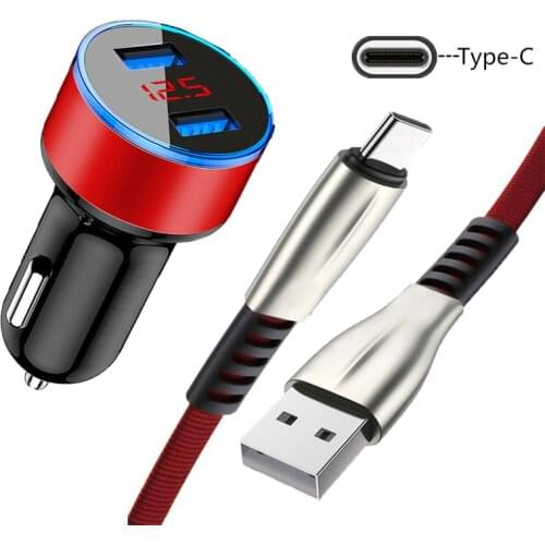 For Samsung A12 A32 A52 5G A21S A51 A71 Phone Adapter 3.1A Dual USB Car Charger For Huawei Fast Charge Type-c USB Cable Cords