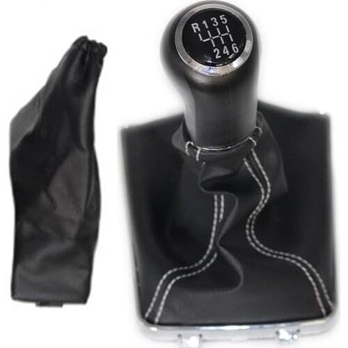 Chrome & Leather Car Shift Gear Knob Lever Gaitor Boot Cover & Handbrake Grips For VAUXHALL OPEL ASTRA III H 1.6 04-10