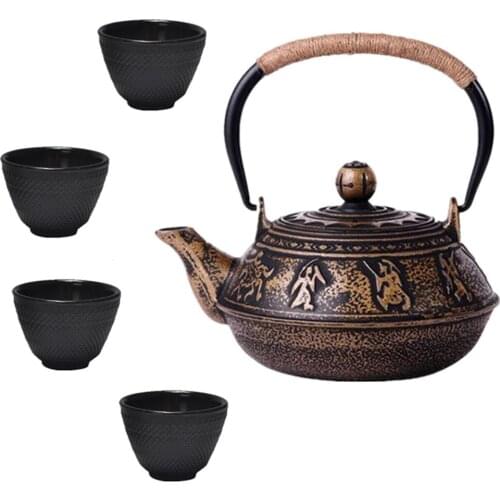 Cast Iron Teapot Cup Tea Set Kettle Caneca With Filter Kung Fu Pot Copo 5pcs