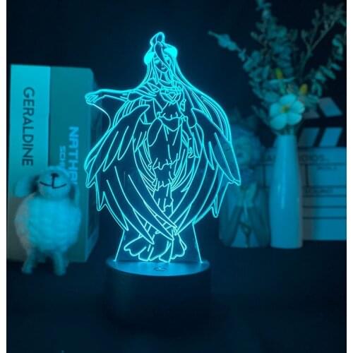 Color Changing Dropship Unique Japanese Anime Overlord Albedo Delivery Delineascope Remote 3D Night Light Bluetooth Control Gift