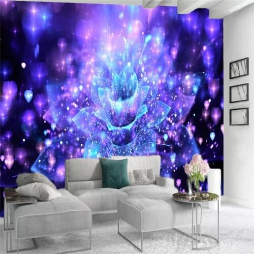 Floral 3d Modern Wallpaper Dreamy Colorful Purple Flower Interior Home Decor Living Room KTV Painting Mural Wallpapers