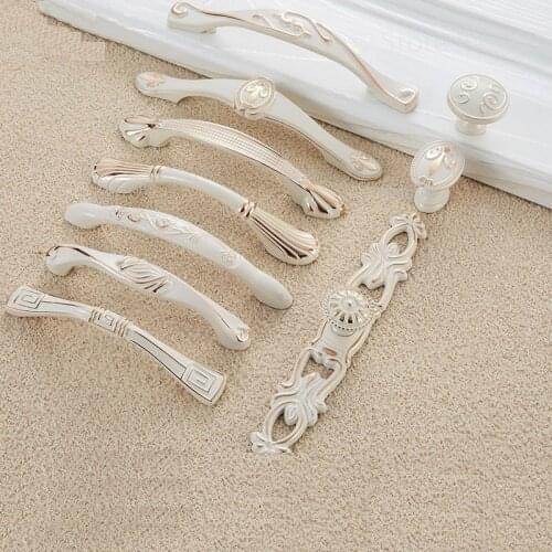 Decorative Kitchen Cupboard Handle Cabinet Drawer Knob Ivory White Zinc Alloy Fashion Wardrobe Door Hardware Pull
