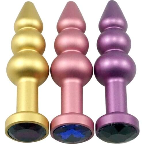 Length 106mm colorful Metal Beads Anal Butt Plug Jewel Fetish Bum insert Sex Toys for Women Men adult product