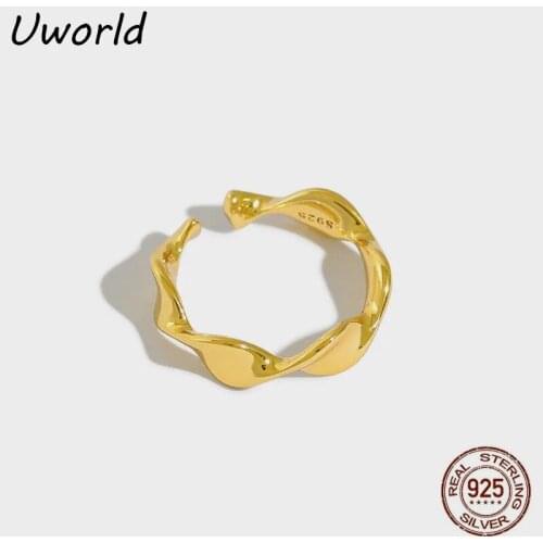 Geometric Mobius twist Silver Ring 18K Gold Filled S925 Sterling Silver Simple Adjustable finger Ring For Women Jewelry