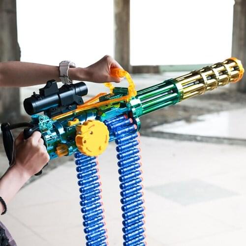 Golden Gatling Electric Burst Toy Gun Simulation Machine Gun Children EVA Soft Bullet Toy Gun Heavy Machine Gun Gifts for Boys