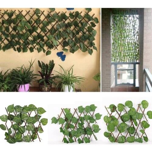 Artificial Plant Retractable Fence Outdoor Garden Decor Privacy Protect Faux Ivy Home Wood Vines Climbing Gardening Decor Plant