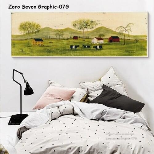 07G Retro Oil Painting Grassland Landscape Banner Canvas Art Print Poster Picture Wall Living Room Home Decoration Murals