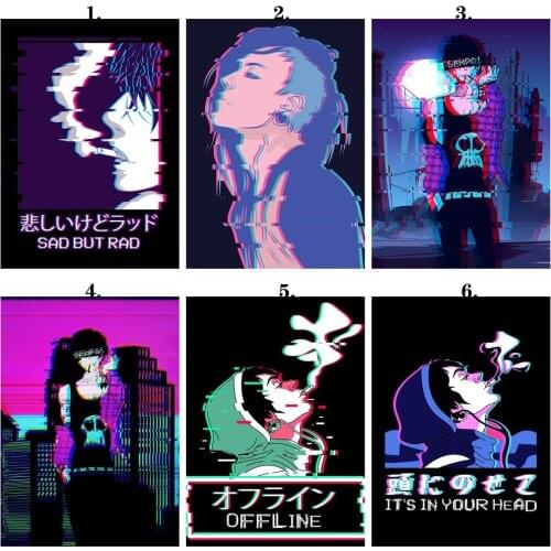 Canvas Painting Senpai Goth Anime Boy Posters and Prints Wall Art Picture for Living Room Decor No Frame