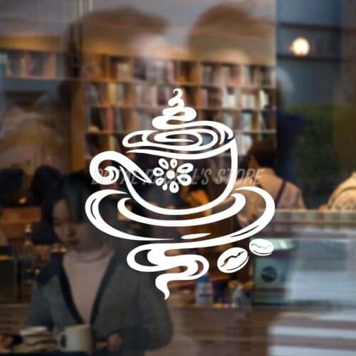 Coffee Shop Sign Logo Cafe Decor Highest Quality Wall Cup Pot Bean Decal Sticker Vinyl Customized