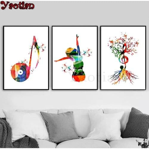 3 PCS 5d Diy Diamond Painting Abstract Music Girl Violin Tree Diamond Embroidery Sale Full Square Modern Decoration Nordic Style