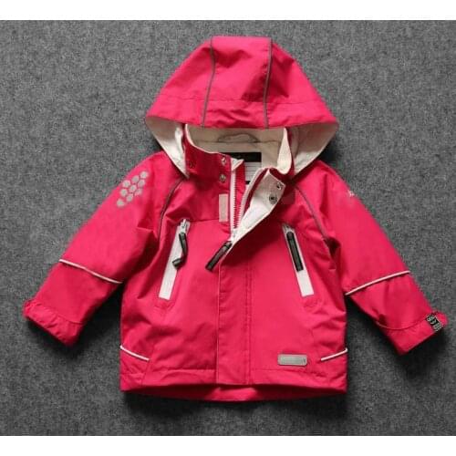 Free shipping- children/kids girls rose color jacket, waterproof & windproof jacket, hooded outdoor jacket, size 80 to 128