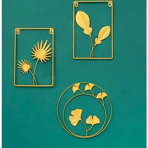 Nordic Leaf Shape Wall Decoration Iron Ginkgo Leaf Wall Hanging Ornaments Living Room Bedroom Home Decor Wall Mural Gift