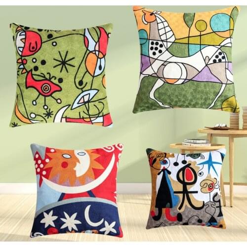 Cushion Cover Decorative Pillow Cases Abstract Painting National Design Cotton Thread Embroidery Sofa Chair Cushion Covers Decor