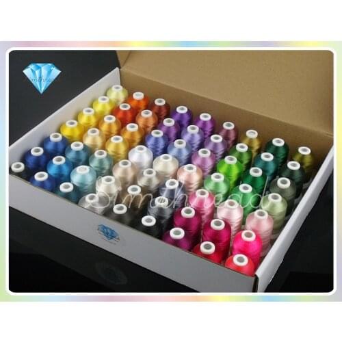 Simthread 64 Count Brother colors machine embroidery threads for Brother Pfaff Singer etc machines 1100Y ea + card thread Nets