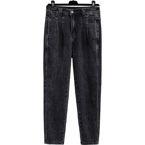 Autumn Winter New Pants Plus size Womens Loose High stretch harem Jeans Women Black Casual Pants High waist Trousers 4XL 100 KG