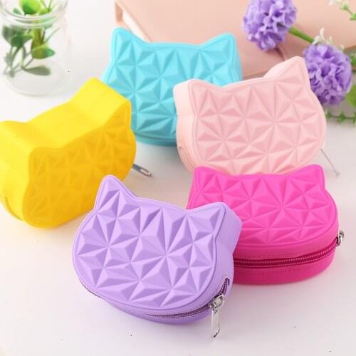 NEW Cute Cat Women Silicone Short Wallet Girls Mini Coin Purse Key Wallet for Female Daily Clutch Purse Bluetooth earphone Bags