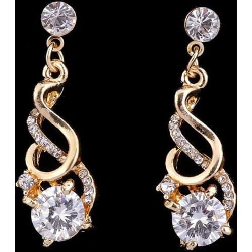 New womens fashion zircon crystal pendant necklace earrings two sets of exquisite jewelry accessories gift jewelry