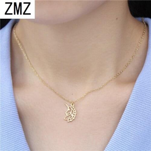 ZMZ 2019 Europe/US fashion Hollow The unicorn pendant cute HollowThe unicorn necklace gift for mom/girlfriend party jewelry