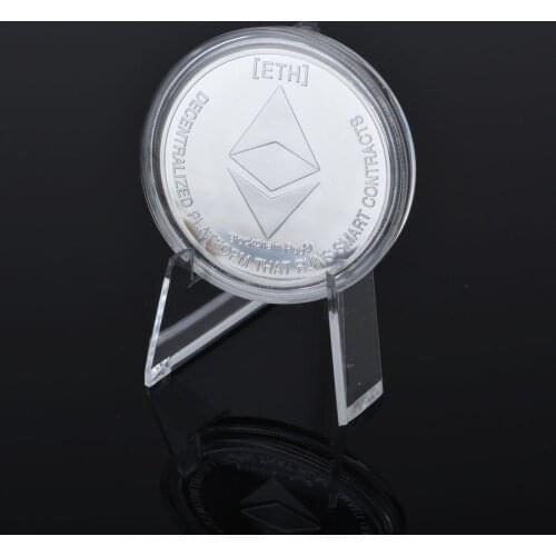 Gold Plated Ethereum Coin Art Souvenir Great Gift Collecting Physical Metal Coins Imitation Silver Home Decoration Coin