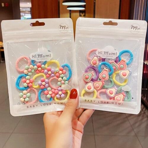 10PCS/Set New Girls Cute Cartoon Animal Flower Nylon Scrunchie Kids Sweet Hair Tie Elastic Hair Bands Fashion Hair Accessories