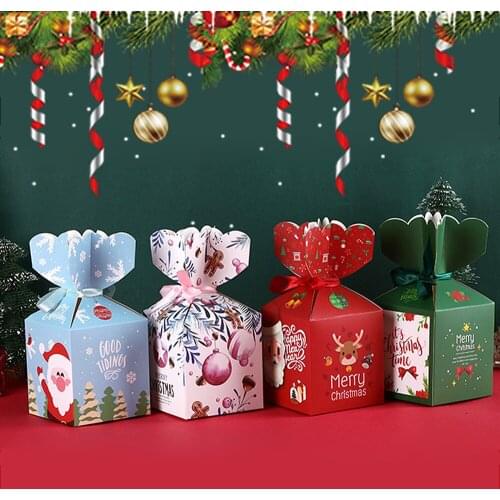 Christmas Decoration Cartoon Santa Claus Paper Candy Box Snack Foods Bags Xmas 2020 New Year Home Decor Cookies Bag Navidad