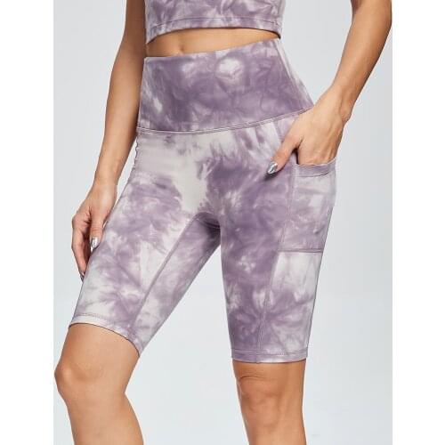 Tie Dye High Waist Seamless Fifth Pants Sport Five Short Fitness Outfit Yoga Short Workout Sports Wear Women GYM Running Shorts